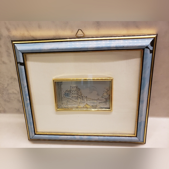 Vintage Italian Scene Picture hand-painted on silver - Picture 1 of 8
